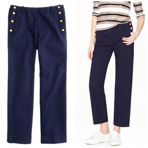 JCrew Crop Sailor Pant Navy Gold Nautical Buttons